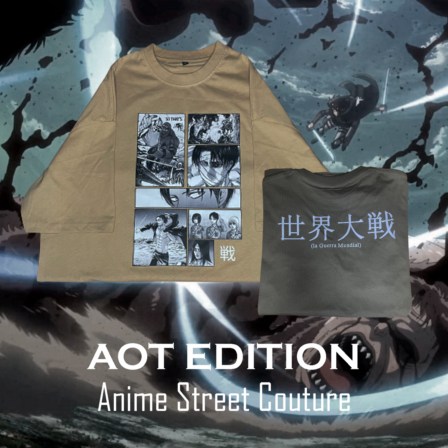 AOT EDITION - GREEN MILITARY - CAMISETA - OVERSIZE