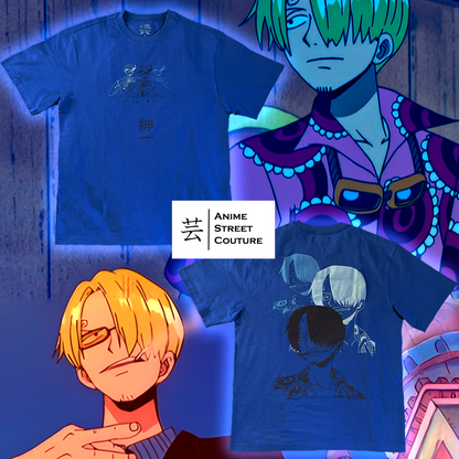 SANJI EDITION - CAMISETA - OVERSIZE - AZUL AÑIL - 240g/m2 - 100% ALGODÓN