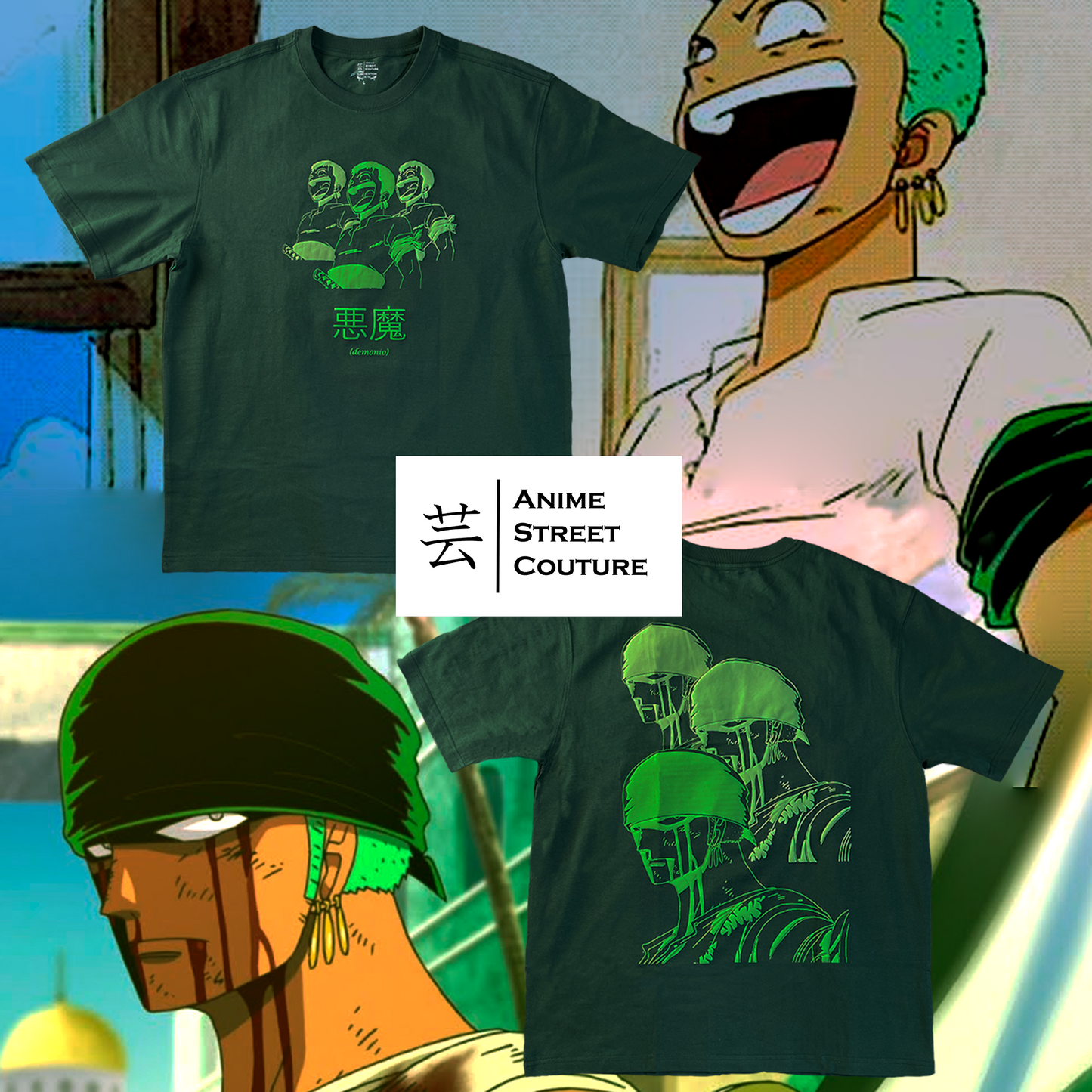 ZORO EDITION - CAMISETA - OVERSIZE - VERDE JADE - 240g/m2 - 100% ALGODÓN