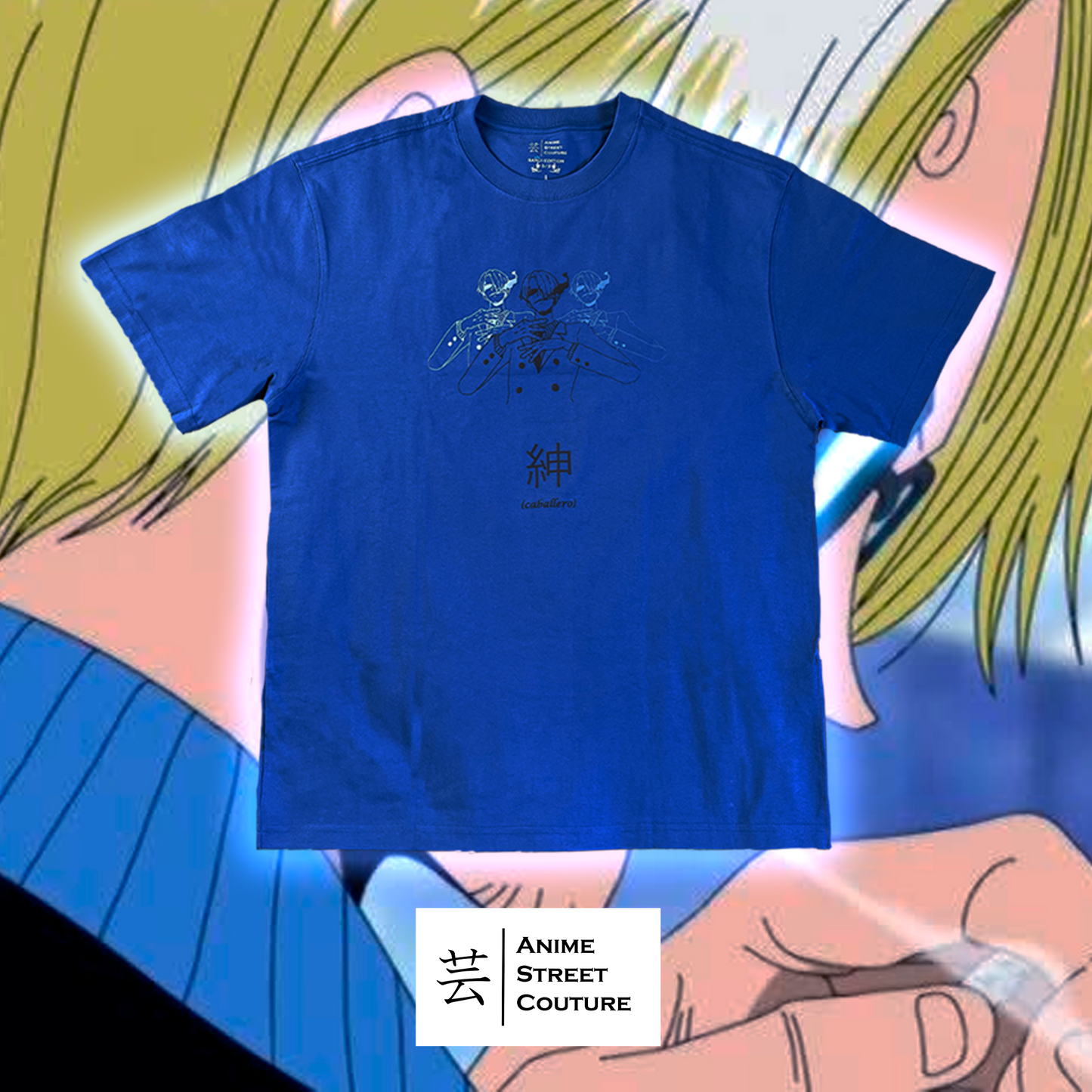 SANJI EDITION - CAMISETA - OVERSIZE - AZUL AÑIL - 240g/m2 - 100% ALGODÓN