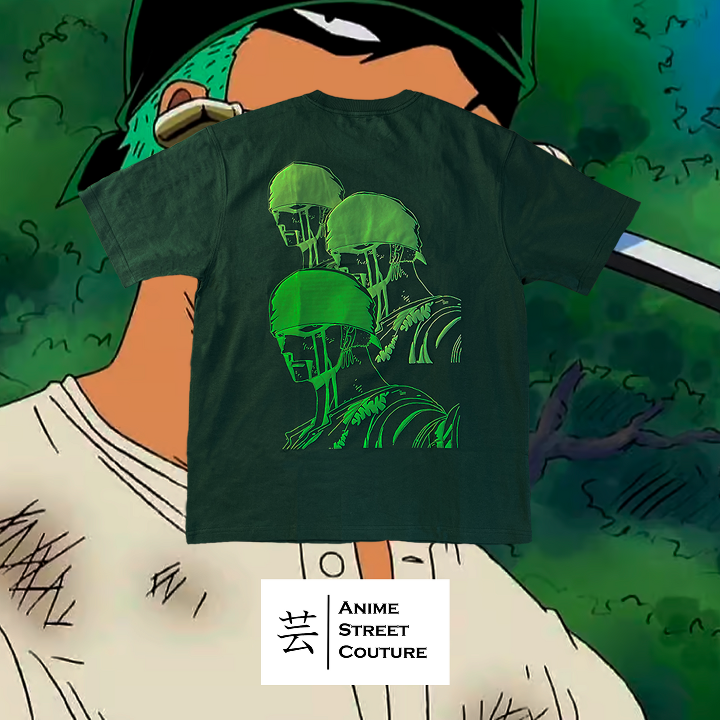 ZORO EDITION - CAMISETA - OVERSIZE - VERDE JADE - 240g/m2 - 100% ALGODÓN